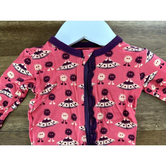 NWT Kickee Pants Red Ginger Alien Monsters Zipper Bamboo Long Sleeve Footie 0-3M - Picture 3 of 8